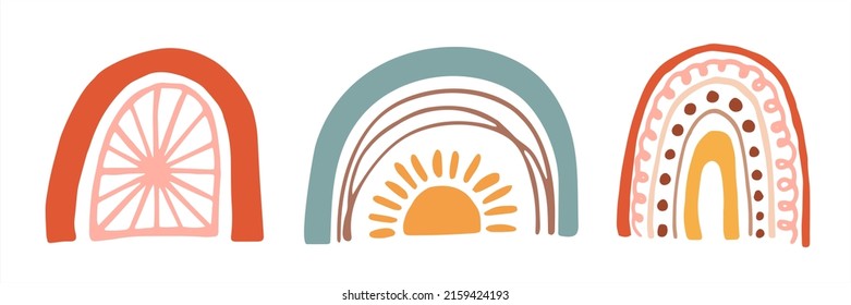 Mini set of simple doodle rainbows