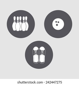 Mini set of simple icons on the theme of "Bowling".