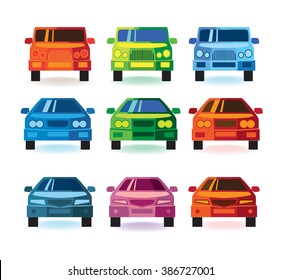 Mini set of stylized vector cars