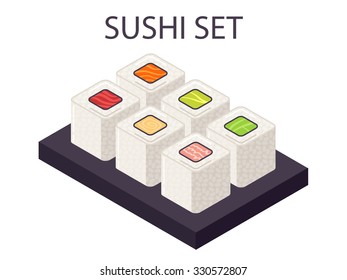 Mini set of Sushi vector - Japanese food