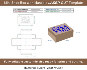 Mini Shoe Box Dieline Template in Faver Gift Box
