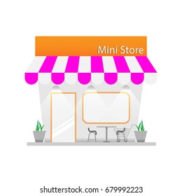 mini shop building. vector illustration.
