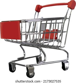 mini shopping cart on a white background,isolated