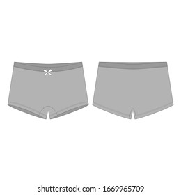 Ropa interior pequeña para niños sobre fondo blanco. Mujer calzoncillos. Pollos negros femeninos. Las mujeres son panzas. Ilustración vectorial de moda