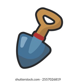 mini shovel with outline in flat vector design.