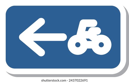Mini sign sticker single illustration - Specified small motorized bicycle　bicycle one-way street