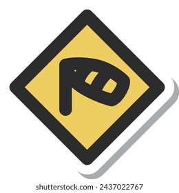 Mini sign sticker single illustration crosswind caution