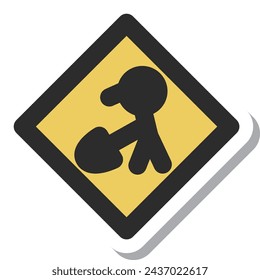 Mini sign sticker single item illustration road construction underway