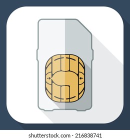 Mini sim card icon with long shadow