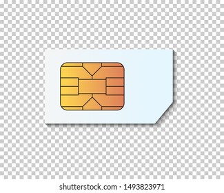 Mini sim card icon on transparent background. vector illustration