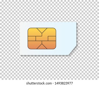 Mini sim card icon on transparent background. vector illustration