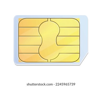 Mini-Simkarte auf weißem Hintergrund, realistische Vektorgrafik