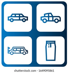 mini simple icons set. Contains such icons as Limousine, Classic car, Pencil skirt, can be used for web, mobile and logo