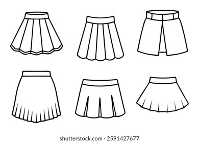 Mini Skirt Line Art Modern Clothing Design Artwork