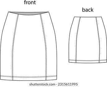 mini slim fit women jersey skirt drawing