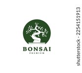 mini small plant on pot for japanese bonsai logo design 2