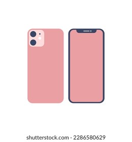 Mini smartphone back y vector frontal aislado