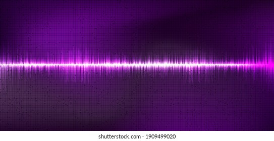 Mini Sound Wave on Dark Violet Background,technology and earthquake wave diagram concept,design for music studio and science,Vector Illustration.