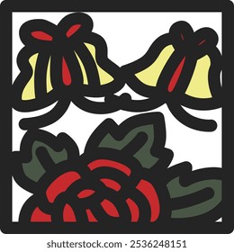 Mini square color Hanafuda icon Minazuki Peony Butterfly June Peony and Butterfly