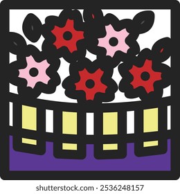 Mini square color Hanafuda icon curtain Yayoi cherry blossom March cherry blossom curtain