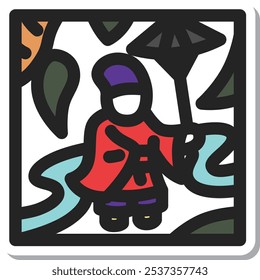 Mini square sticker Hanafuda icon Shimotsuki Tochi November Michikaze Ono Tochi and Michikaze Ono