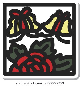 Mini square sticker Hanafuda icon Minazuki Peony Butterfly June Peony and Butterfly