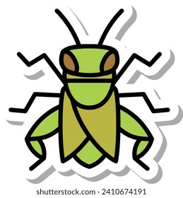 Mini sticker insect illustration icon grasshopper