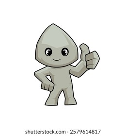 mini stone man smiling and thumb up