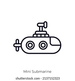 Mini Submarine icon. Outline style icon design isolated on white background