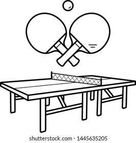 Mini table tennis. Vector flat outline icon illustration isolated on white background.