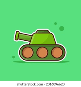 Mini Tank Cartoon Vector Illustration. Good Used for Sticker, Logo, Icon, Clipart, Etc - EPS 10 Vector