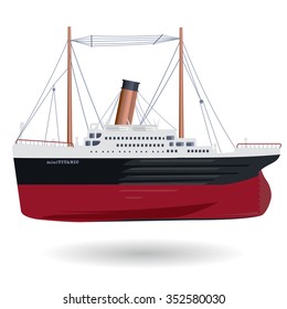 Mini Titanic funny legendary colossal mini boat monumental mini ship symbol icon flatten isolated illustration master vector