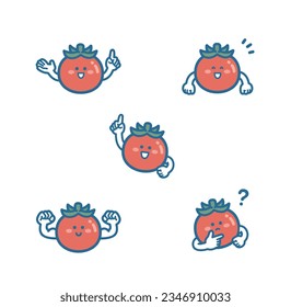 Ilustración del conjunto de caracteres de tomate mini
