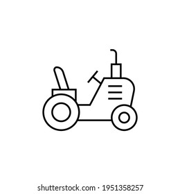 Mini tractor icon in flat black line style, isolated on white background 