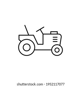 Mini tractor icon in flat black line style, isolated on white background 