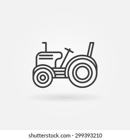 Mini tractor icon - vector simple logo in thin line style