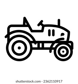 Icono de línea de tractor mini, concepto de jardín y jardinería, símbolo del cultivador de granja sobre fondo blanco, silueta de icono de tractor pequeño compacto en forma de contorno para móvil y web. Gráficos vectoriales