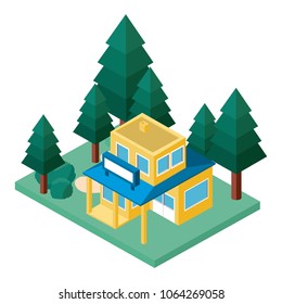 mini tree and store building isometric