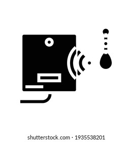 mini trinket with rfid chip glyph icon vector. mini trinket with rfid chip sign. isolated contour symbol black illustration