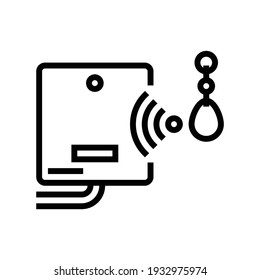 mini trinket with rfid chip line icon vector. mini trinket with rfid chip sign. isolated contour symbol black illustration