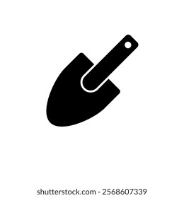 Mini Trowel, Gardening Tool, Shovel Solid Flat Vector Icon Isolated on White Background.