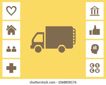 Mini Truck Icon With Bonus Icons. Eps-10.