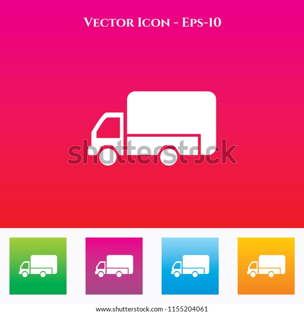 Mini Truck Icon\
in Colored Square box.\
eps-10