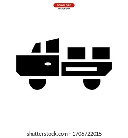 mini truck icon or logo isolated sign symbol vector illustration - high quality black style vector icons
