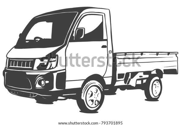 Mini Truck Vector Black Illustration Isolated Stock Vector (Royalty ...