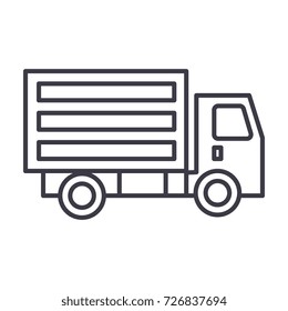 mini truck vector line icon, sign, illustration on background, editable strokes
