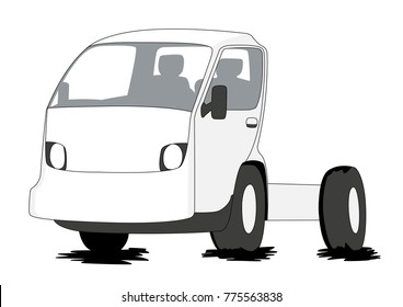 mini truck white vector illustration isolated