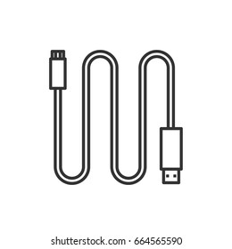 Mini USB cable linear icon. Thin line illustration. Contour symbol. Vector isolated outline drawing