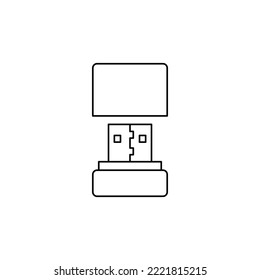 Mini usb flash drive, mini usb stick icono en el estilo de línea icono, aislado en el fondo blanco