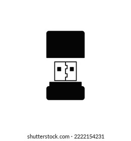 Mini-USB-Stick, Mini-USB-Stick-Symbol auf schwarz-weißem Hintergrund, gefüllt
